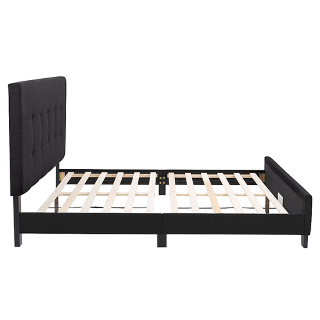 CorLiving Ellery Fabric Tufted Bed, Queen - Black
