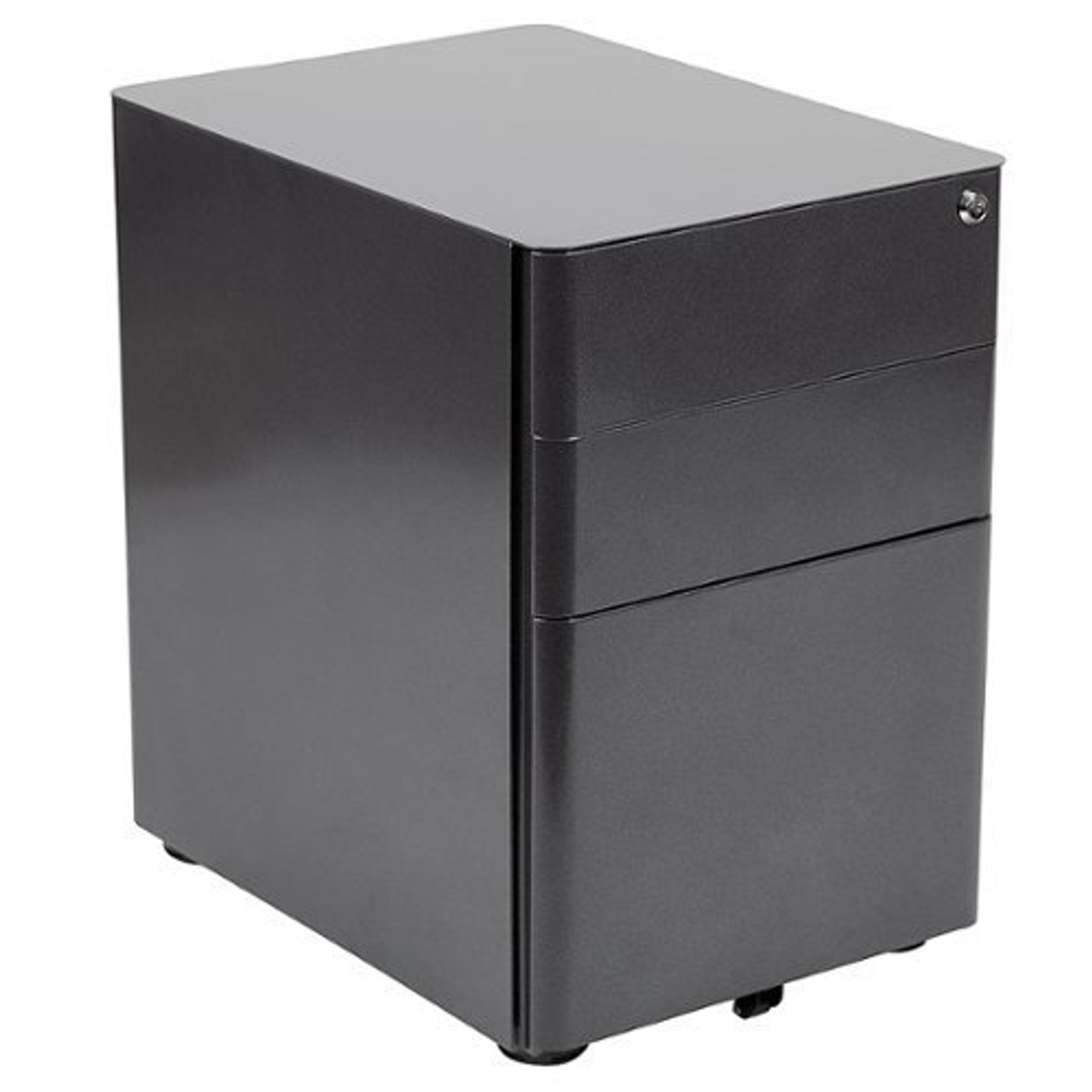 Flash Furniture - Modern 3-Drawer Mobile Locking Filing Cabinet Storage Organizer-Black - Black