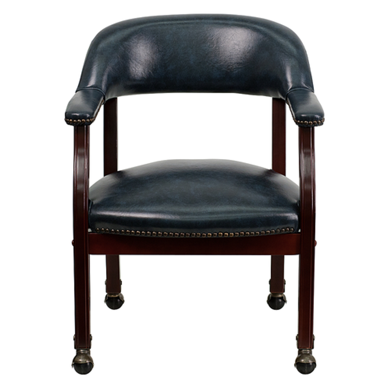 Flash Furniture - Luxurious Conference Chair with Accent Nail Trim and Casters - Navy Vinyl