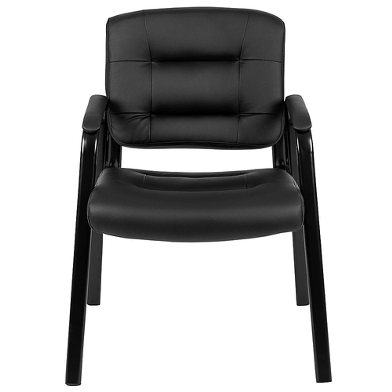 Flash Furniture - Flash Fundamentals LeatherSoft Executive Reception Chair with Black Metal Frame, BIFMA Certified - Black