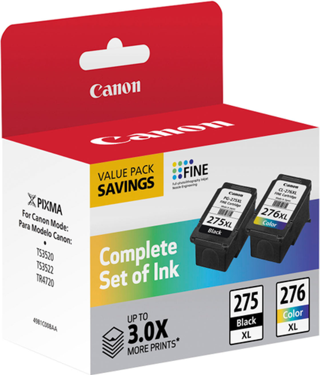 Canon - PG 275XL & CL276XL Value Pack High Yield Ink Cartridges - Black & Multicolor