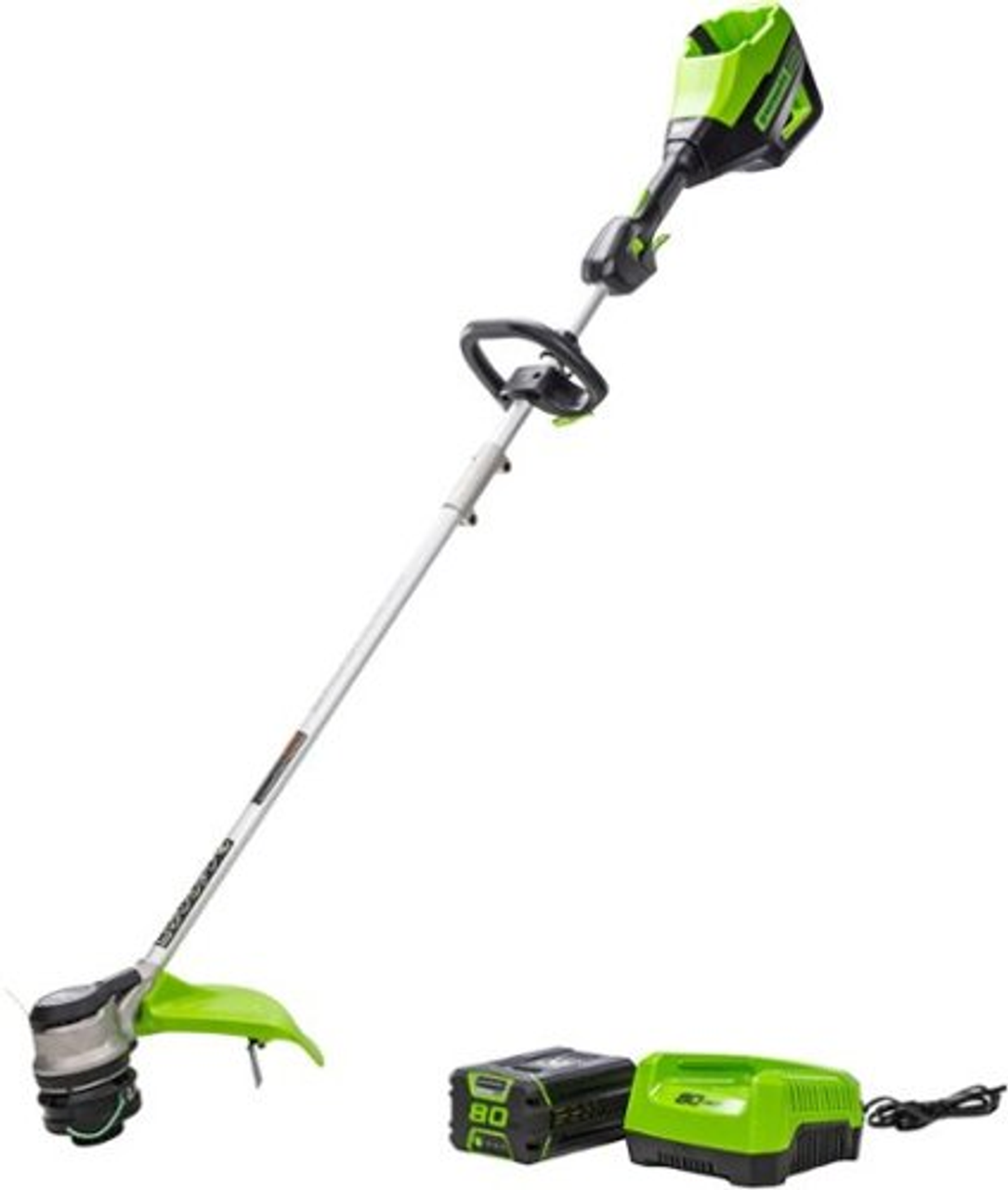 Greenworks - PRO 80V 16" BRUSHLESS STRING TRIMMER WITH 2.0 AH BATTERY AND CHARGER - Green