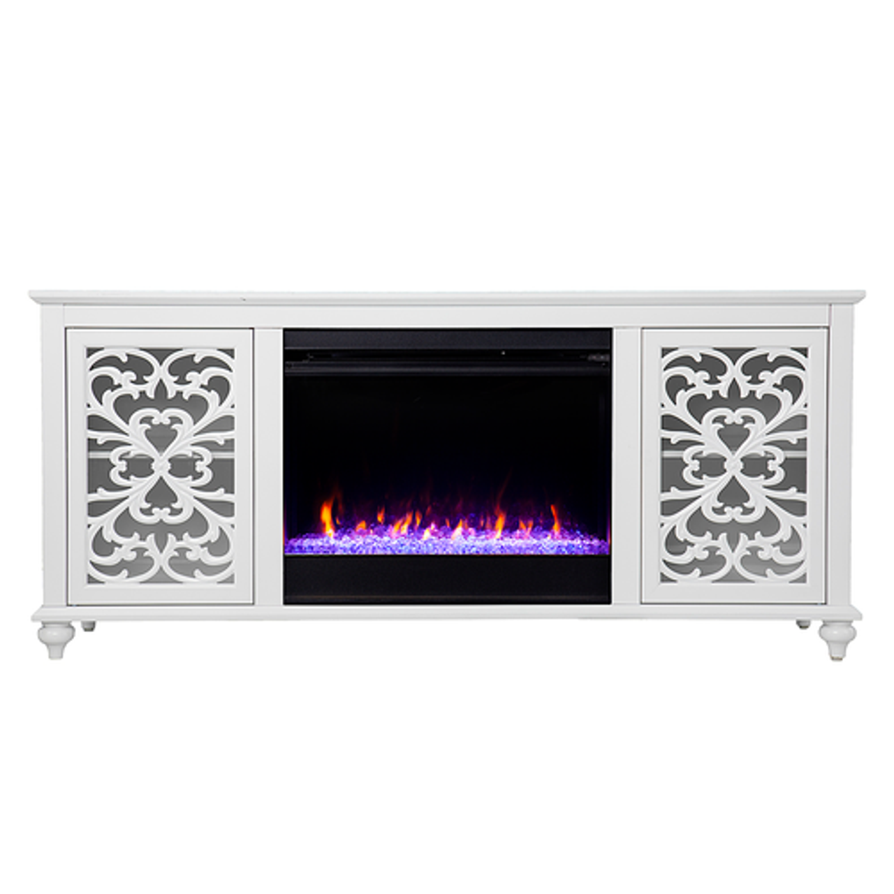 Southern Enterprises - Maldina Color Changing Fireplace-Media Storage - White finish