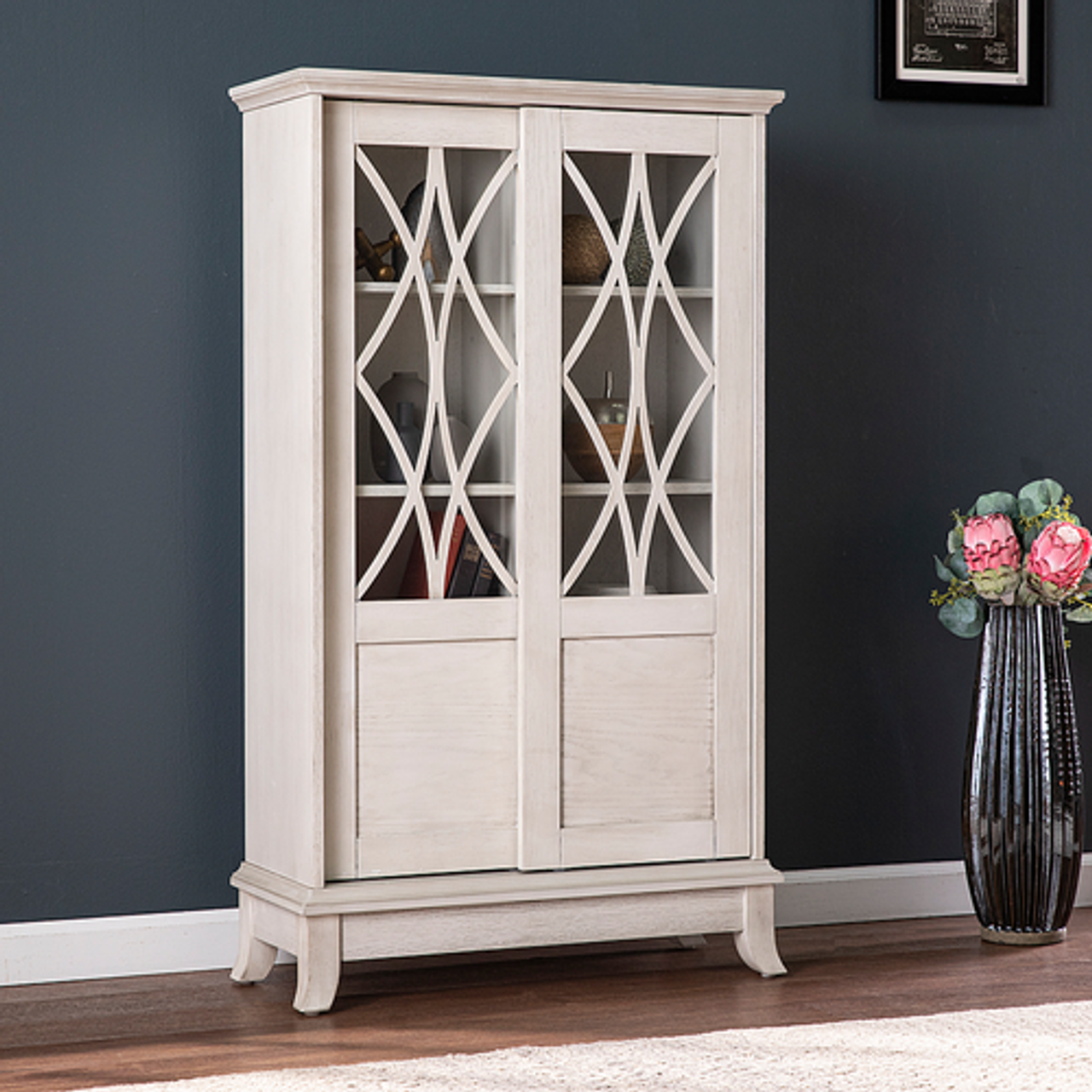 Southern Enterprises - Brindleford Sliding-Door Cabinet - Distressed white finish