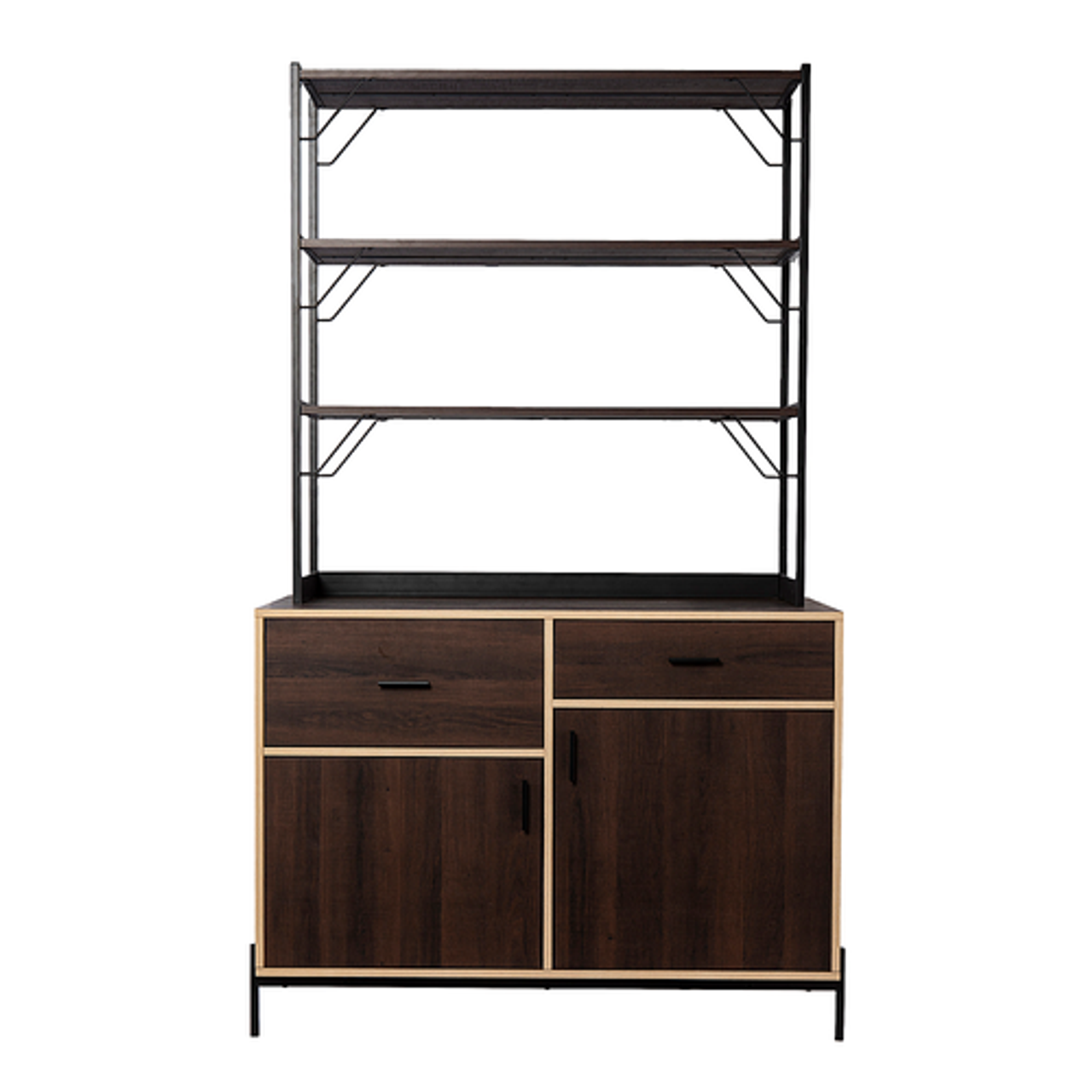 Southern Enterprises - Attingham Kitchen Storage Shelf - Brown, black, and natural finish