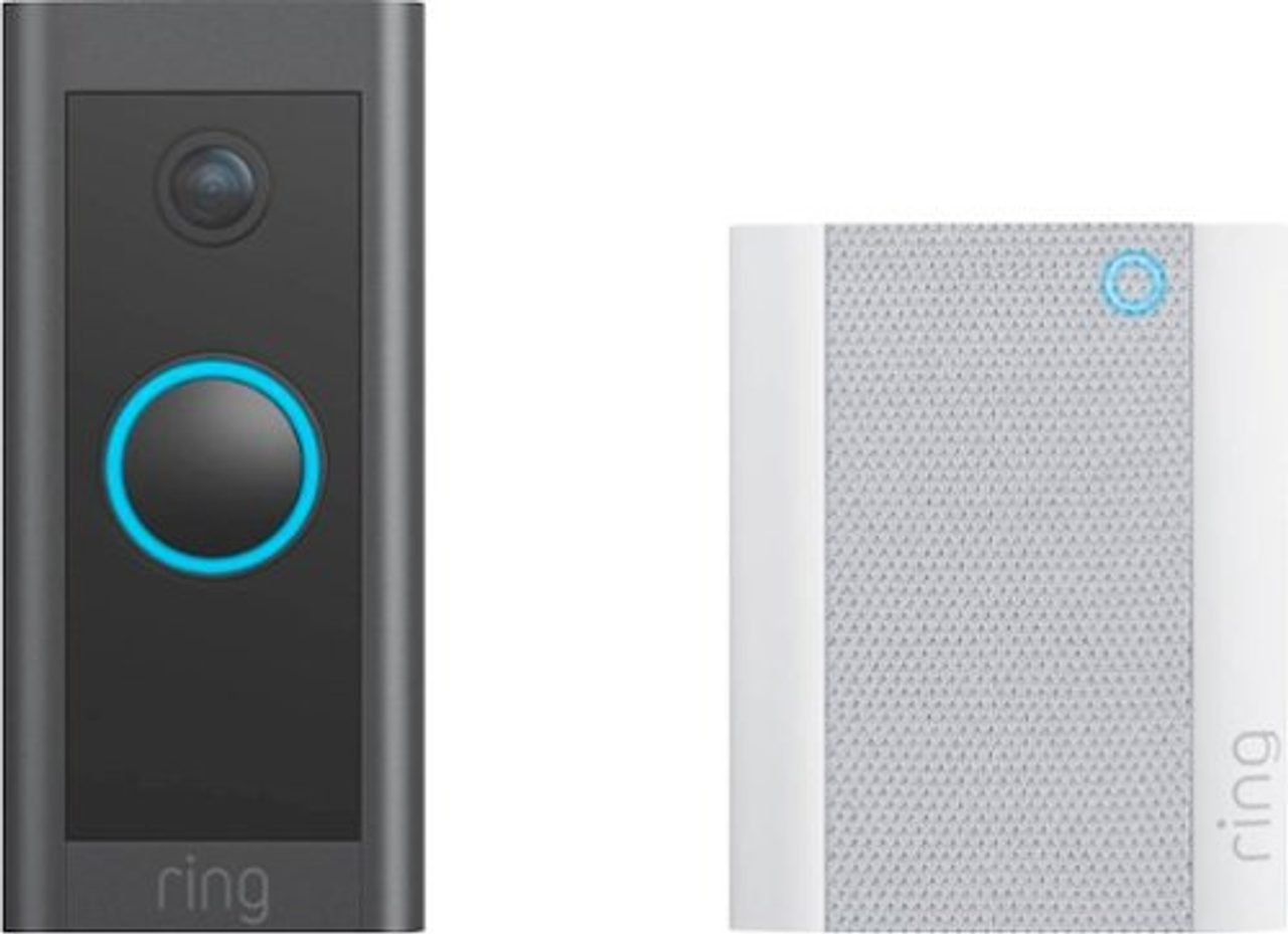 Ring - Wi-Fi Video Doorbell - Wired + Chime - Black