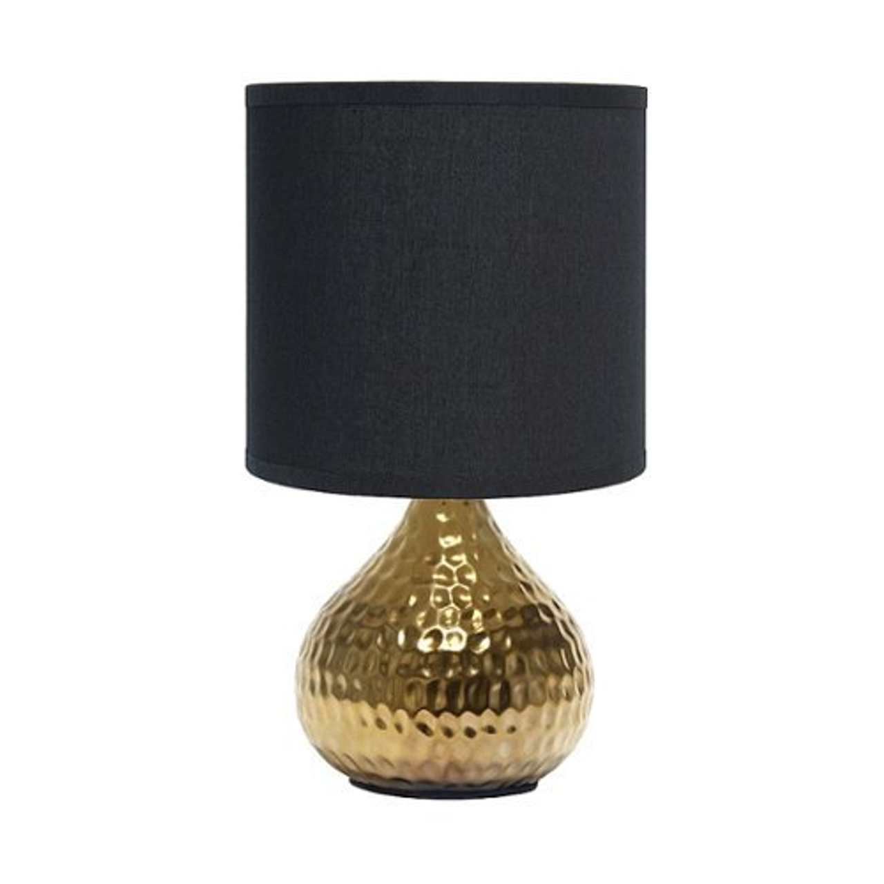 Simple Designs Hammered Gold Drip Mini Table Lamp, Black - Gold