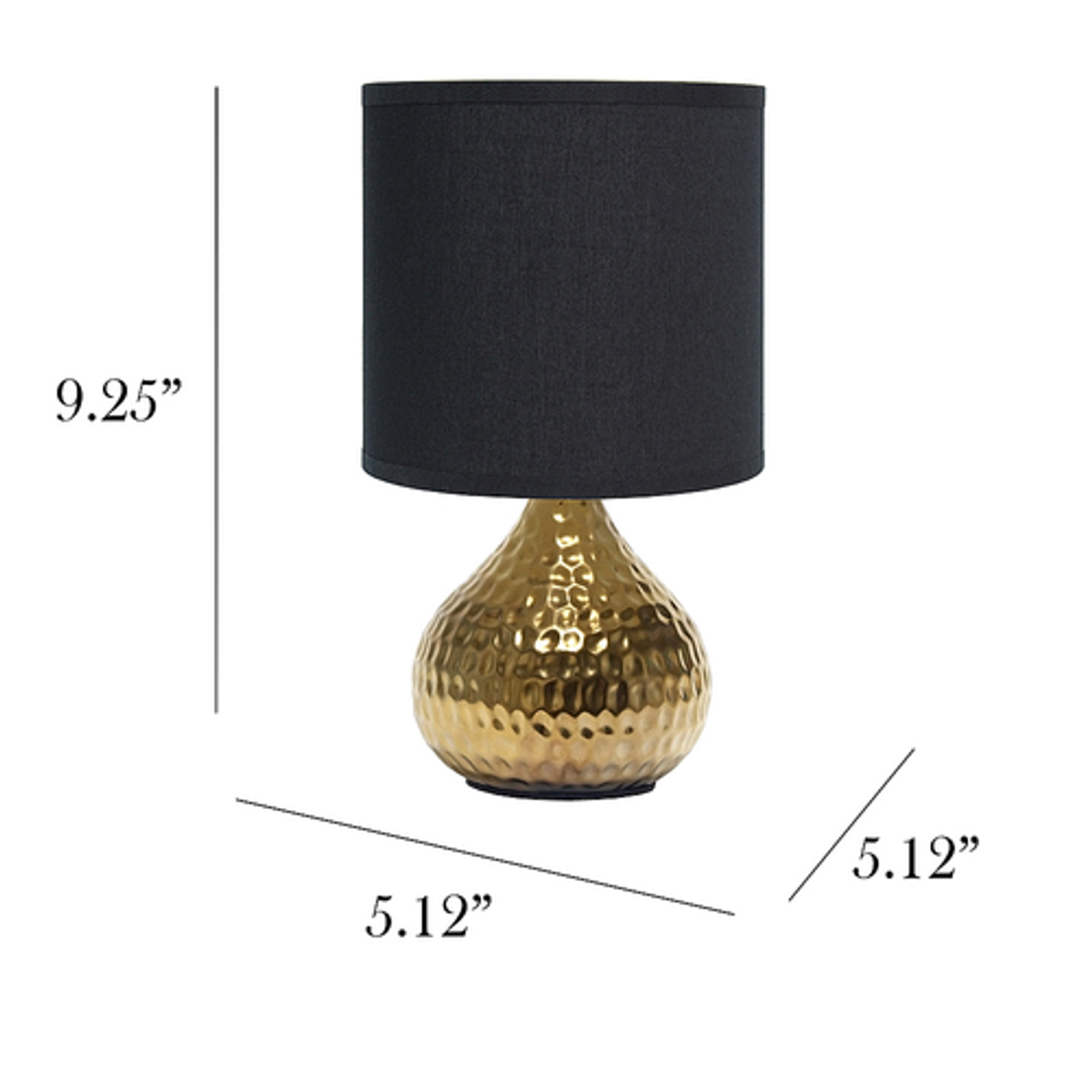 Simple Designs Hammered Gold Drip Mini Table Lamp, Black - Gold