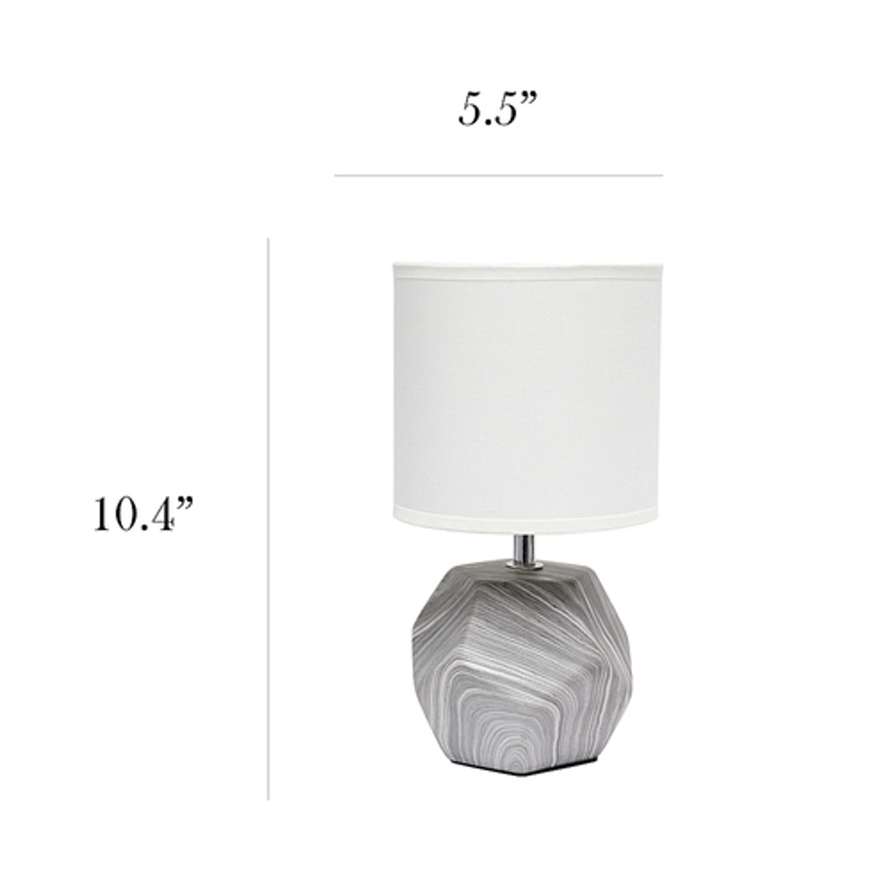 Simple Designs Round Prism Mini Table Lamp with White Fabric Shade - Marbled