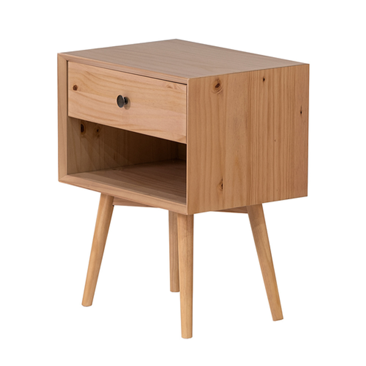 Walker Edison - Mid-Century Modern Solid Wood 1-Drawer Nightstand - Natural Pine