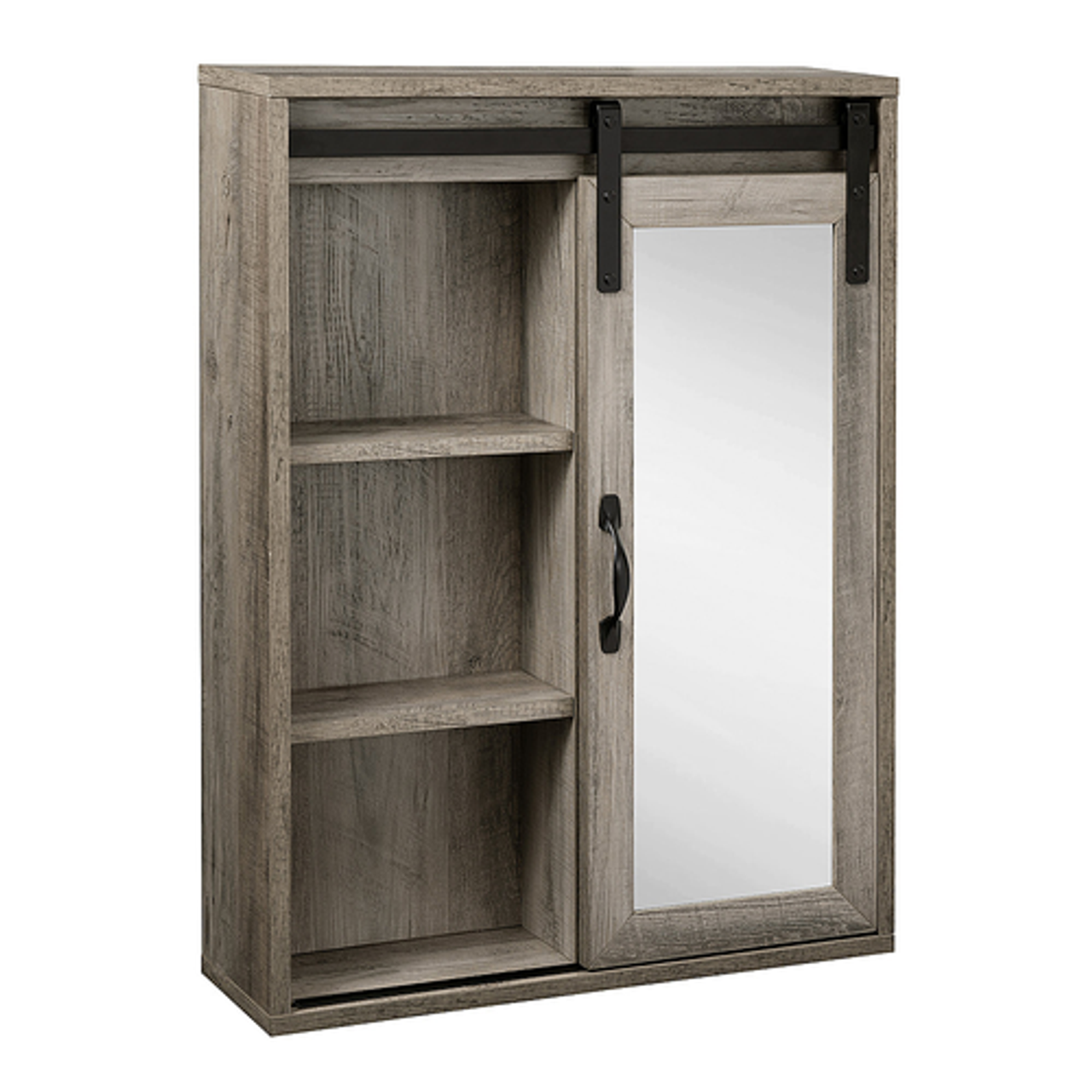 Walker Edison - Sliding Barn Door Hanging Wall Storage - Grey Wash