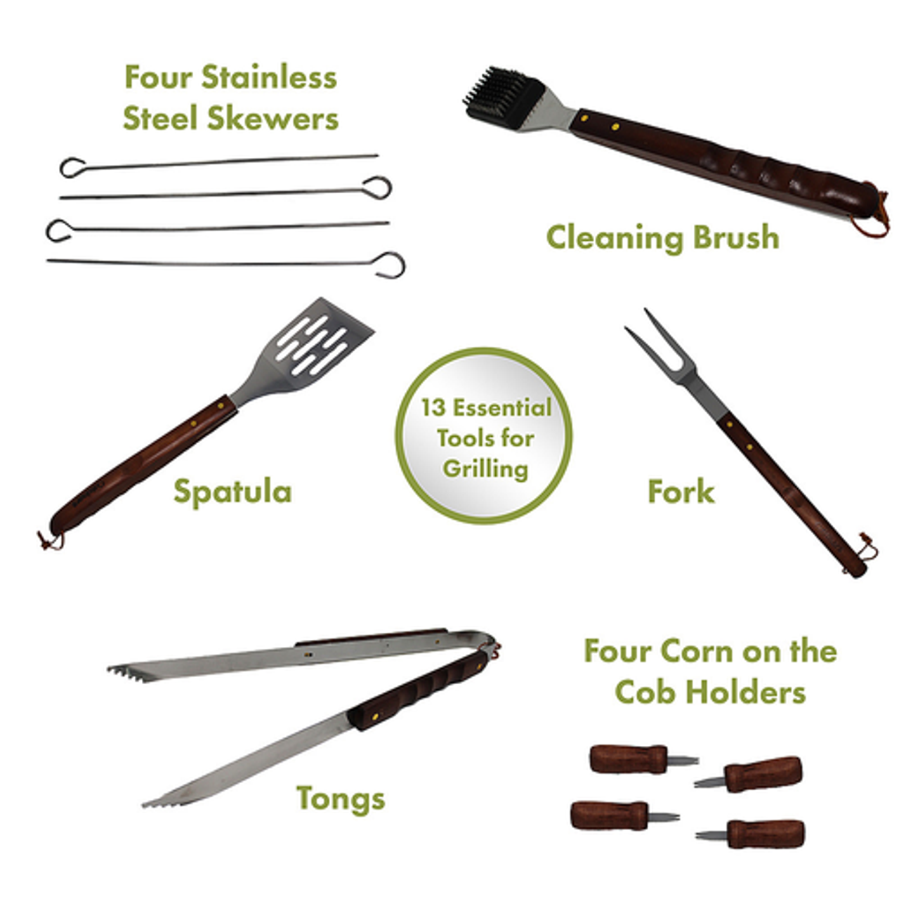 Cuisinart - Wooden Handle Tool Set (13-Piece) - Brown & Stainless Steel