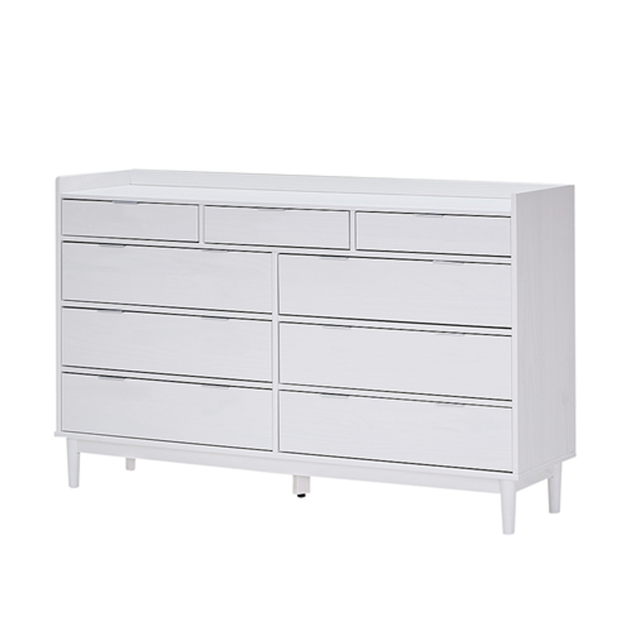 Walker Edison - Mid Century Modern Solid Wood Tray-Top 9-Drawer Dresser - White
