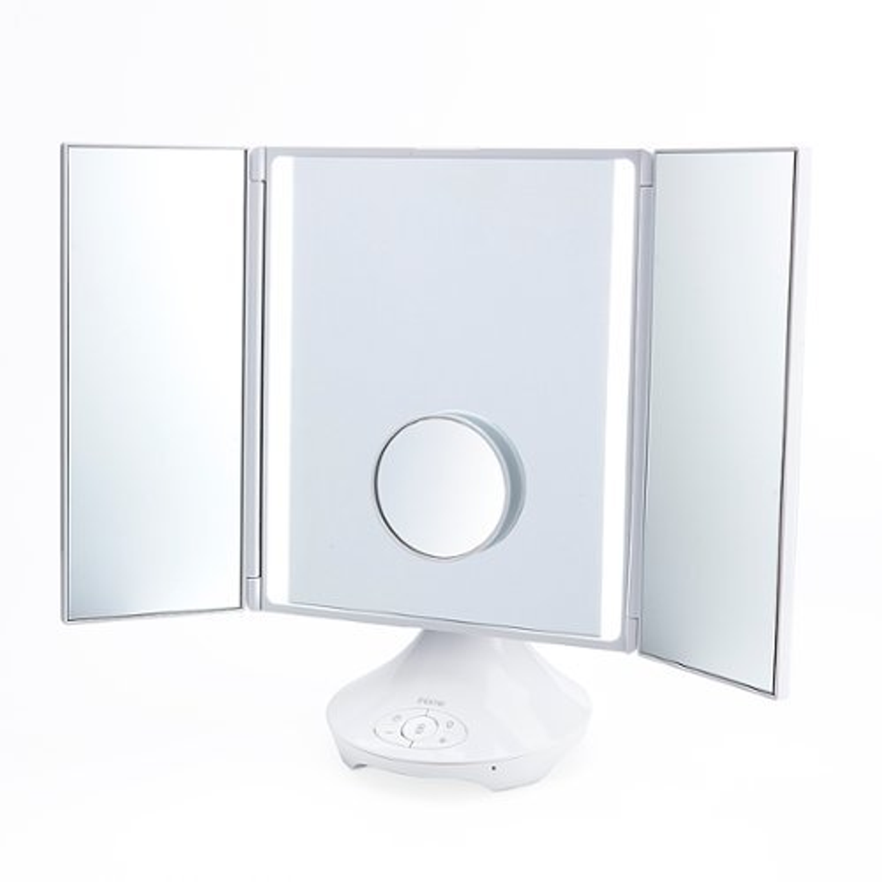 iHome - REFLECT TRIFOLD - Vanity Speaker with Bluetooth, Speakerphone, and USB Charging - White