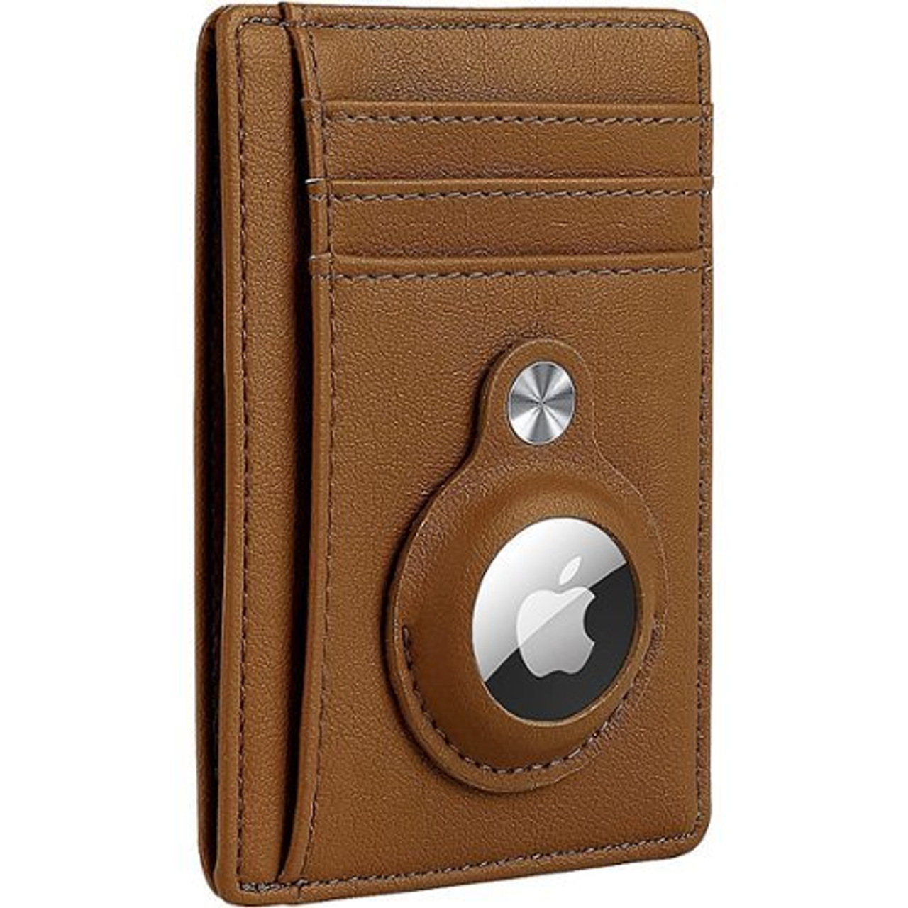 SaharaCase - Slim Genuine Leather Wallet Case for Apple AirTag - Brown