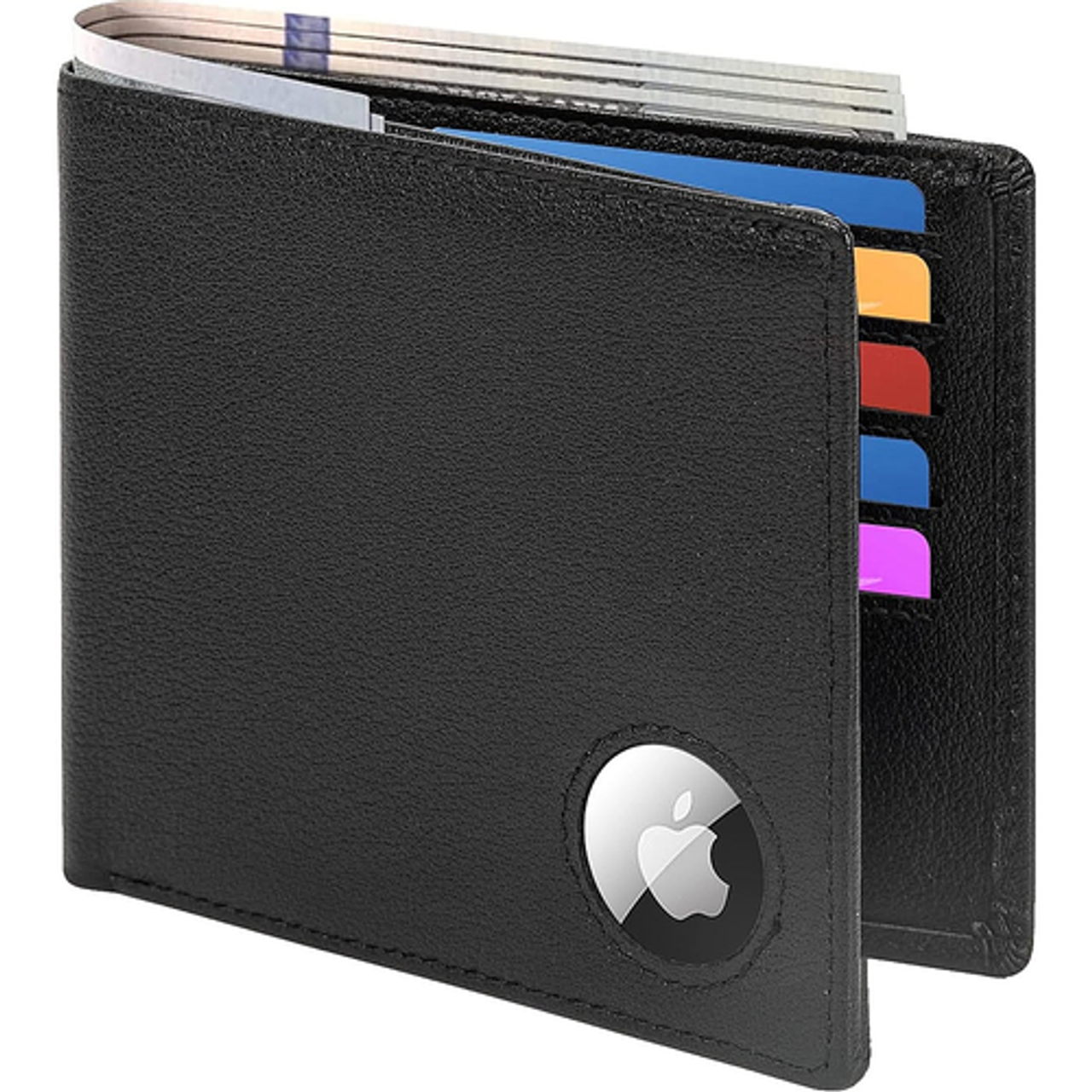 SaharaCase - Genuine Leather Wallet Case for Apple AirTag - Black