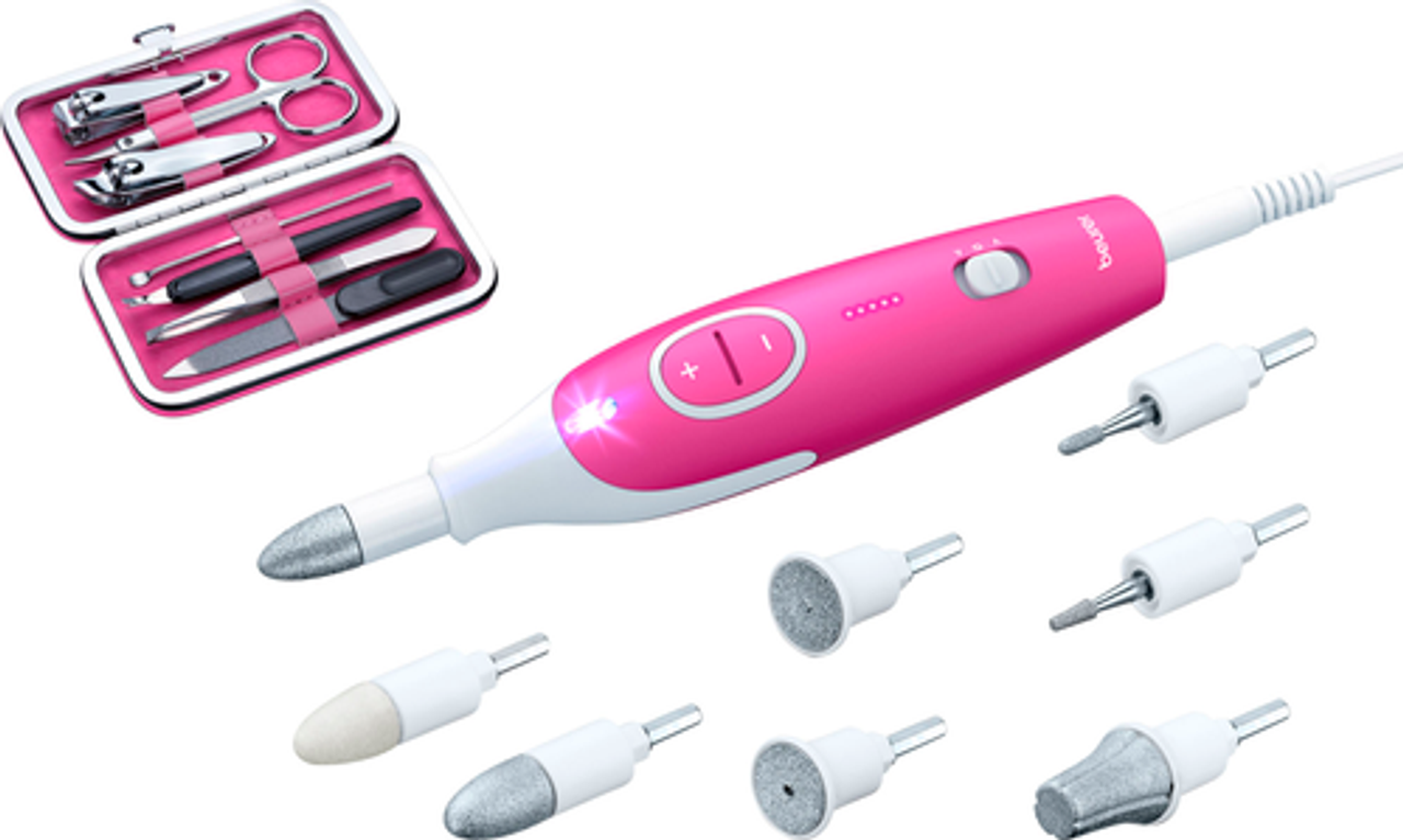 Beurer - 18-piece Manicure/Pedicure Device and Nail Set - Pink/White
