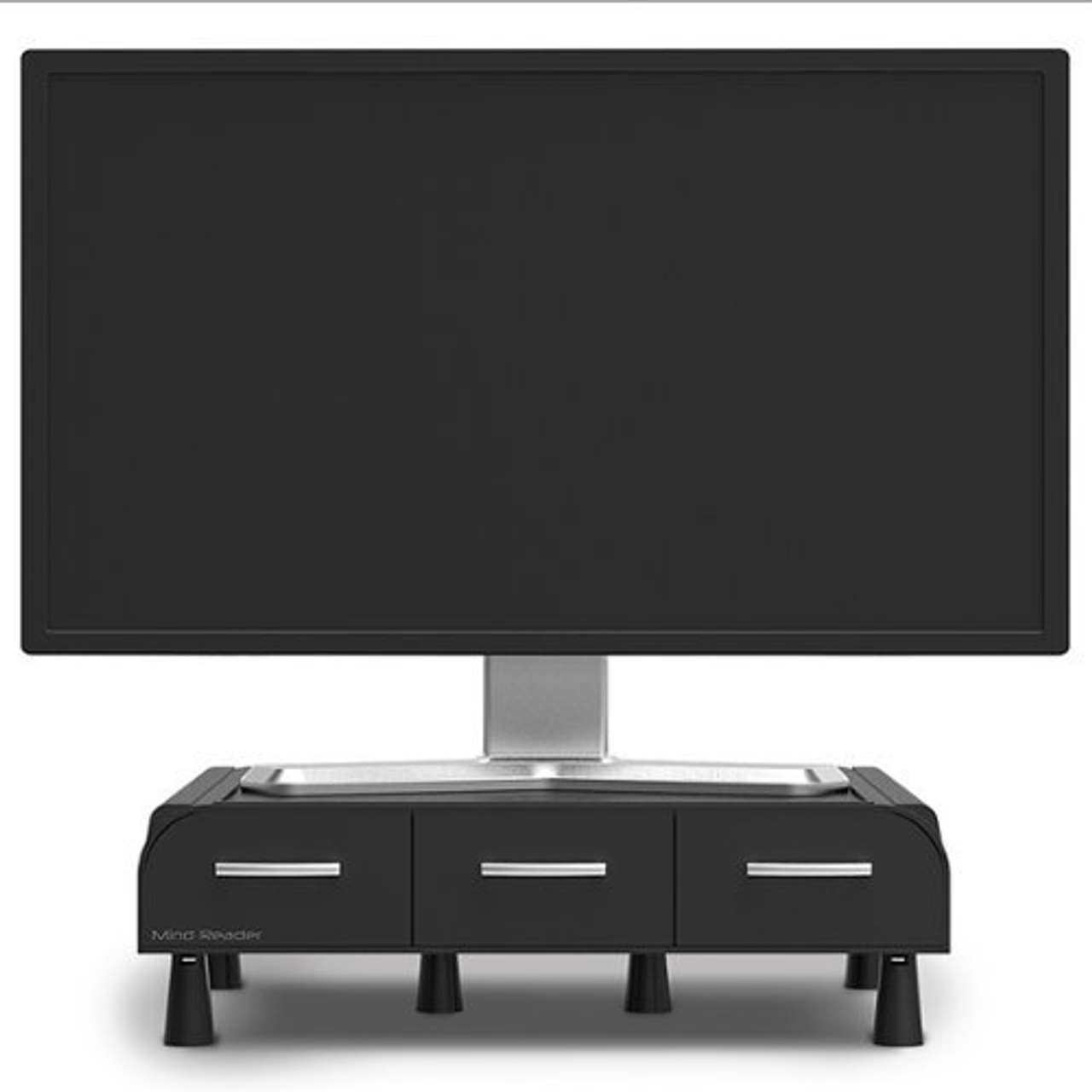 Mind Reader ' Perch' Laptop and Monitor Stand and Desk Organizer, Black - Black