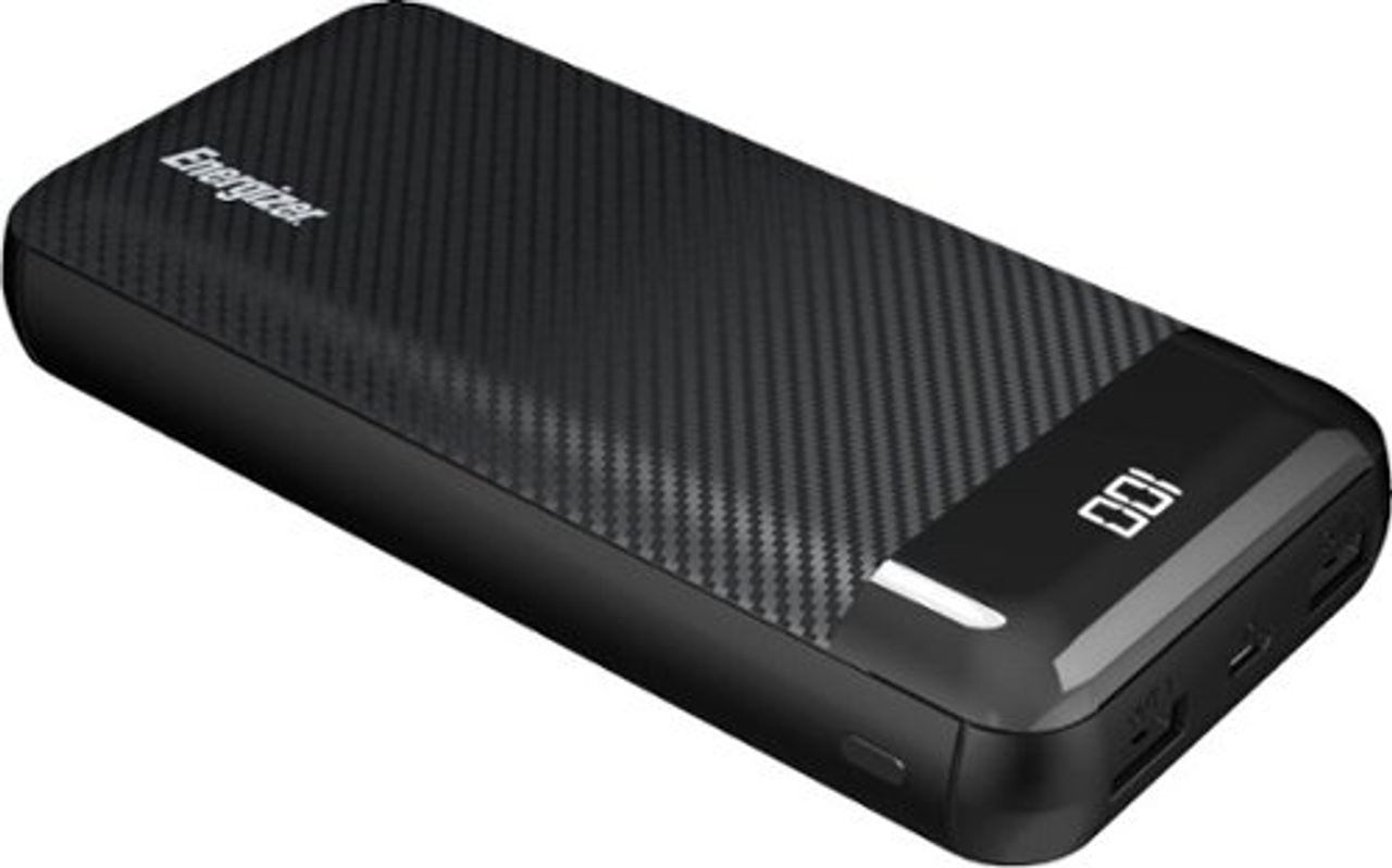 Energizer - MAX 20,000mAh High Speed Universal Portable Charger/Power Bank with LCD Display for Apple, Android, Google & USB Devices - Black
