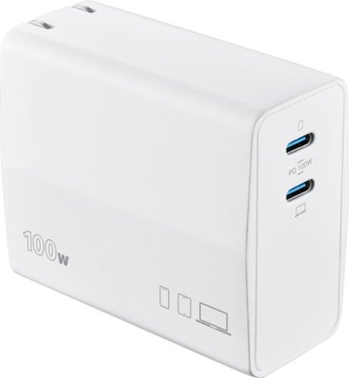 Insignia™ - 100W Dual Port USB-C Compact Wall Charger for MacBook Pro & Other Devices - White