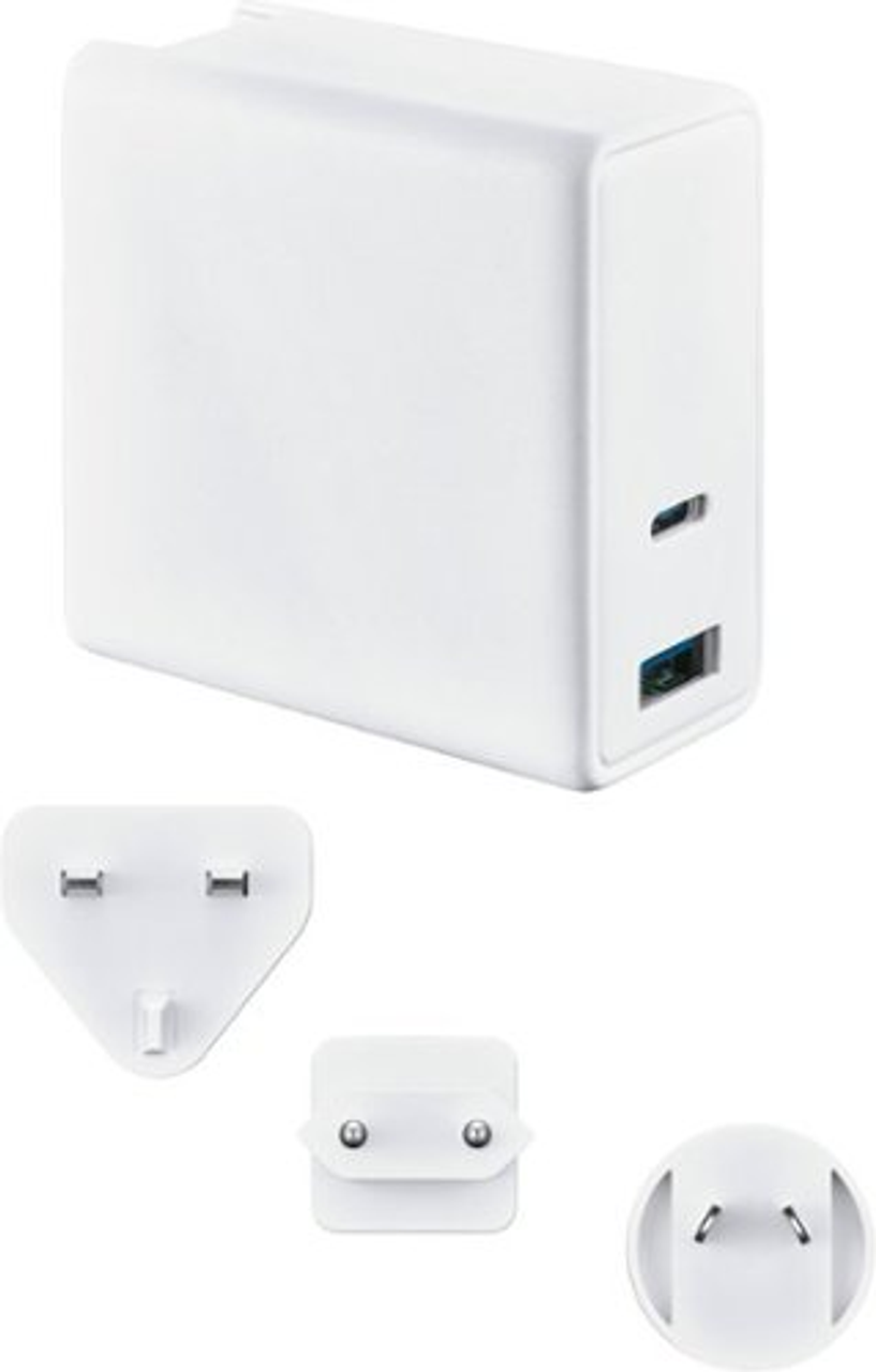 Insignia™ - 72.5W 2-Port USB-C/USB Wall Charger with International Plugs - White