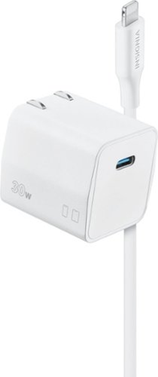Insignia™ - 30W USB-C Compact Wall Charger Kit for iPhone 13 Pro Max - White