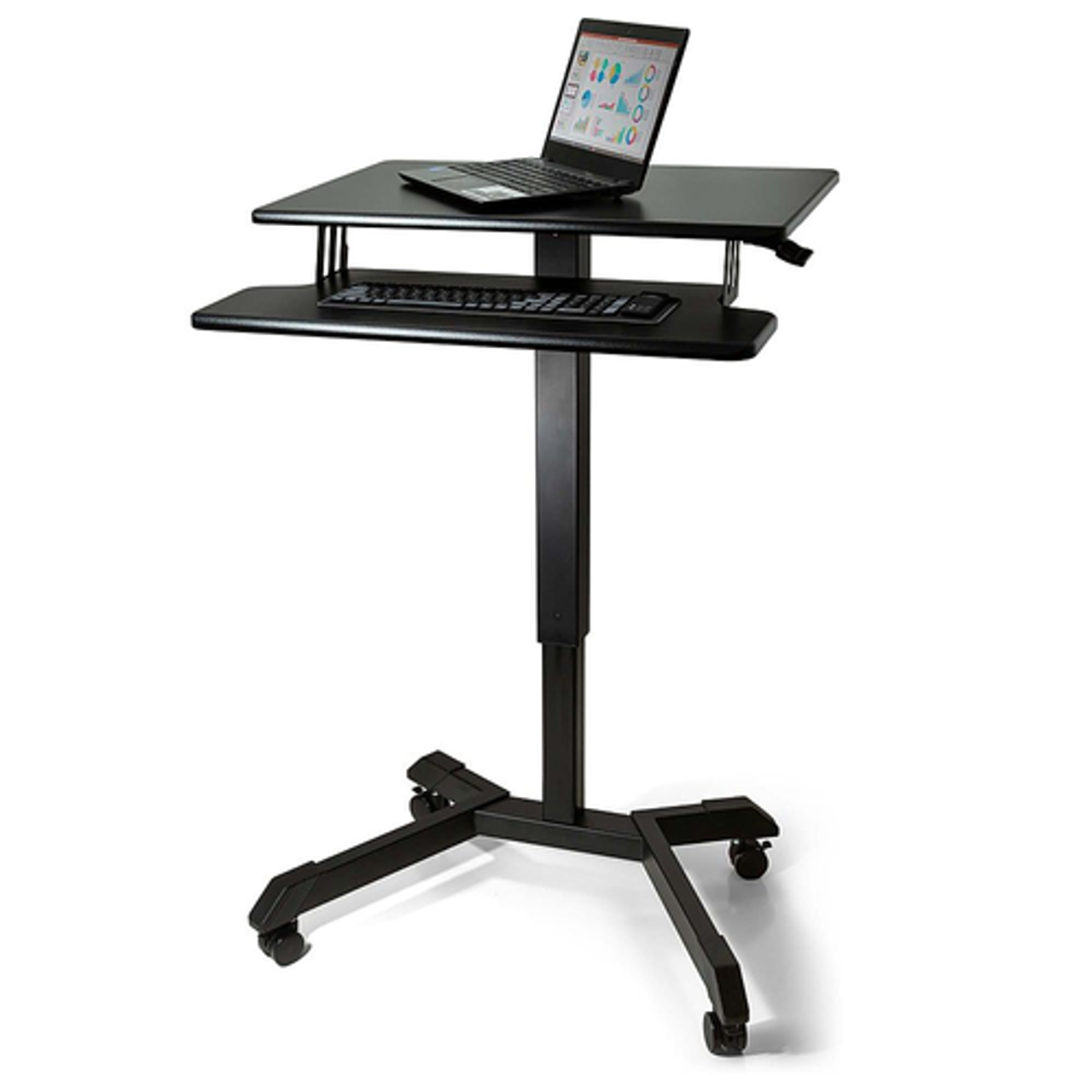 Victor - Mobile Adjustable Standing Desk with Keyboard Tray - Black