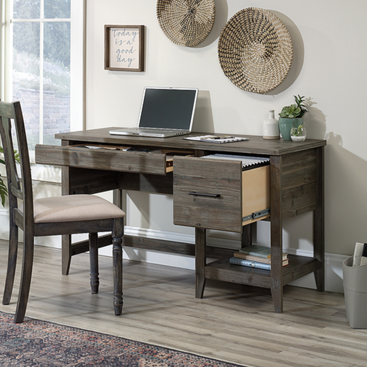 Sauder - Summit Station Desk - Pebble Pine