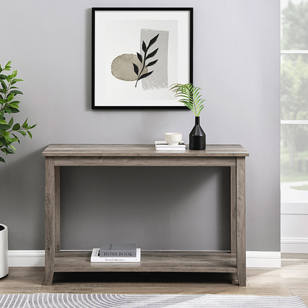 Walker Edison - Modern Minimalist Sofa Storage Table - Grey Wash