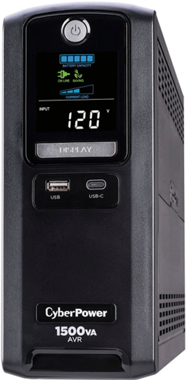 CyberPower - 1500VA Battery Back-Up System with LCD and USB Charging - Black