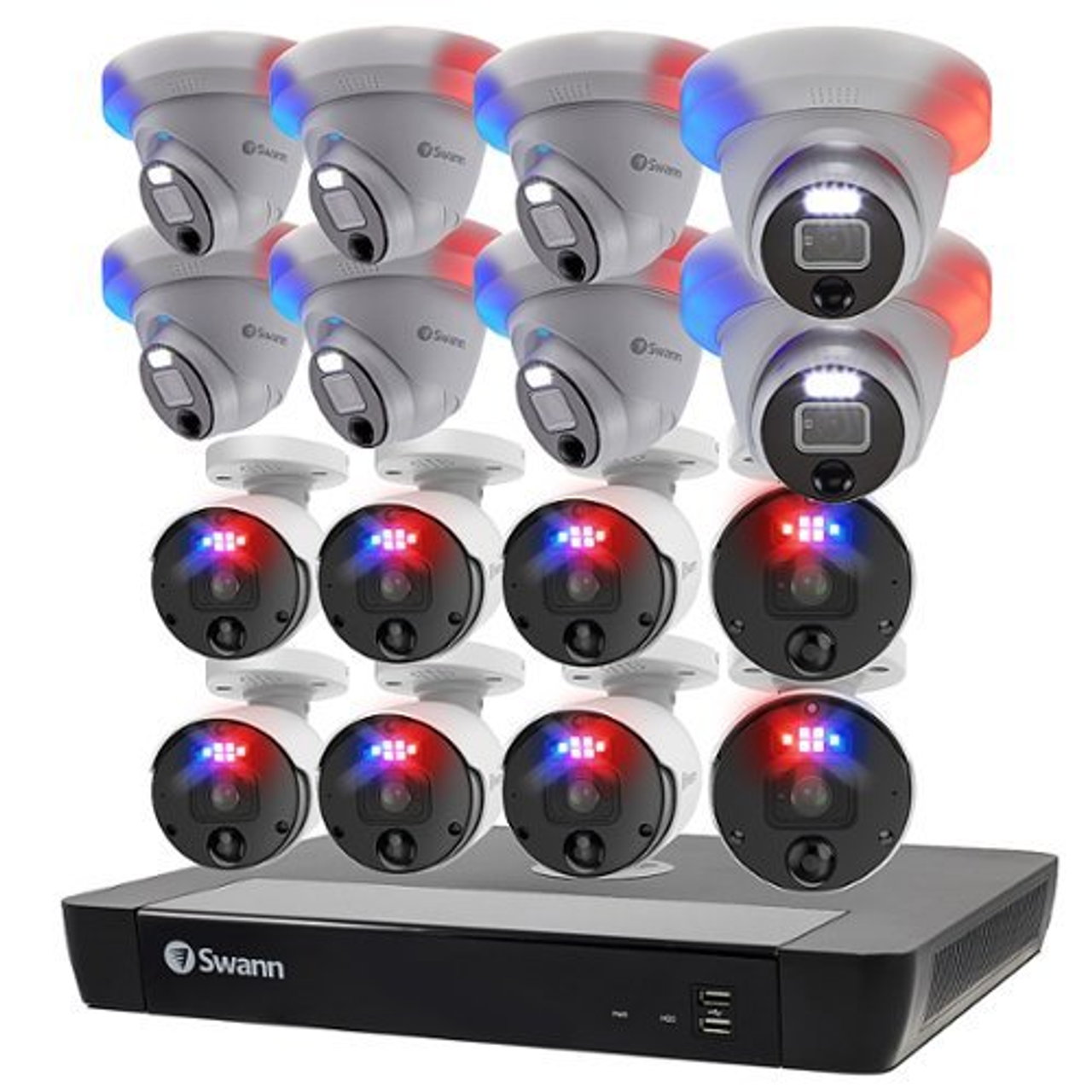 Swann - ProEnforcer 4K Ultra HD 16-Channel, 8-Bullet 8-Dome Camera Indoor/Outdoor 2TB NVR Security Surveillance System - White