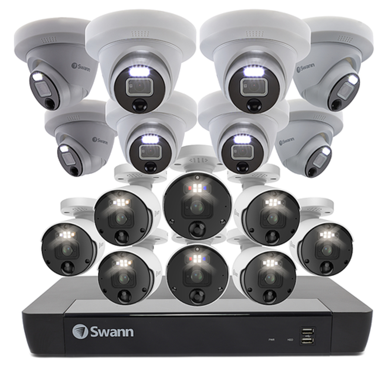 Swann - ProEnforcer 4K Ultra HD 16-Channel, 8-Bullet 8-Dome Camera Indoor/Outdoor 2TB NVR Security Surveillance System - White