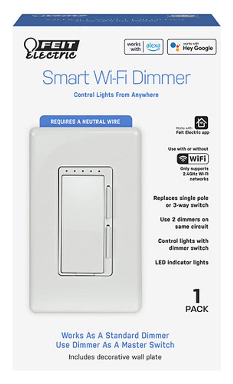 FEIT ELECTRIC - Smart Wi-Fi Dimmer - White