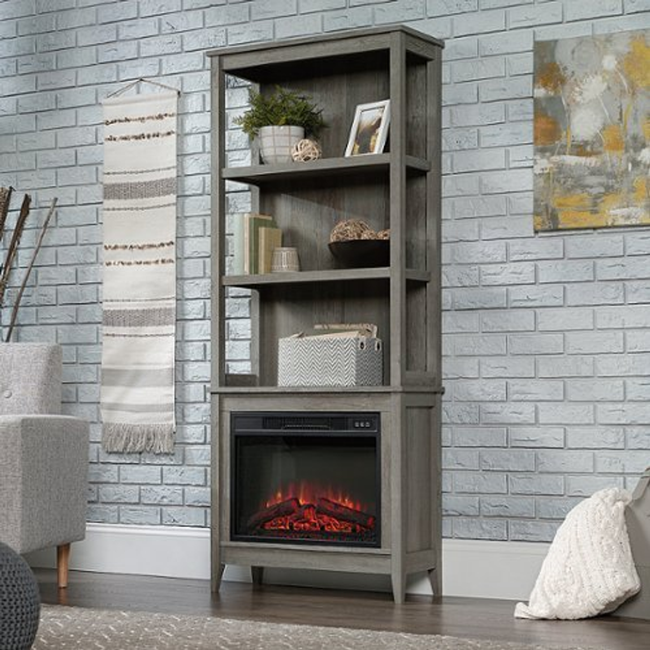 Sauder - Library Fireplace Bookcase