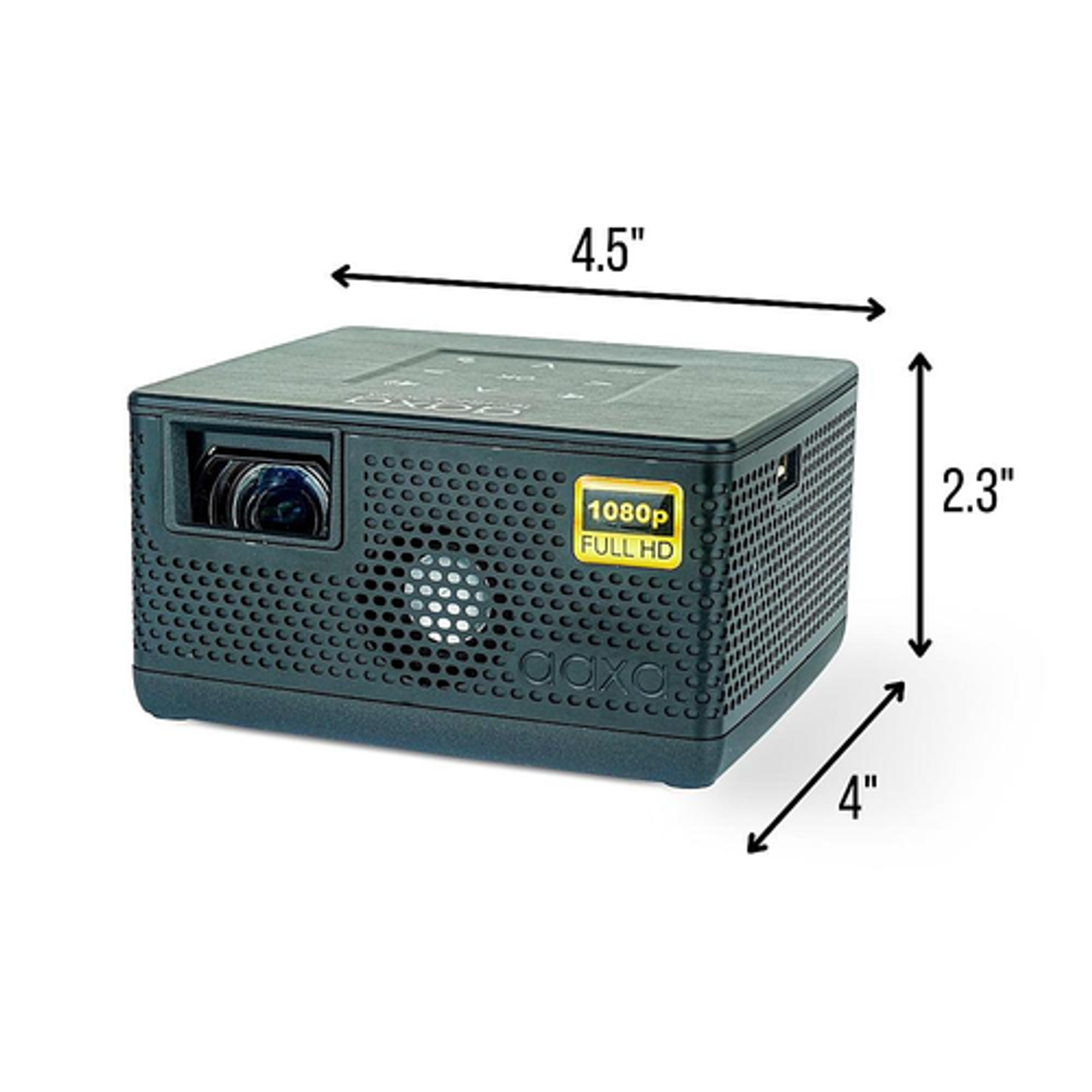 AAXA P400 Short Throw Mini HD Projector, 2 Hour Battery, Native 1080P, 0.7 Throw Ratio, HDMI/USB/microSD Input - Space Gray