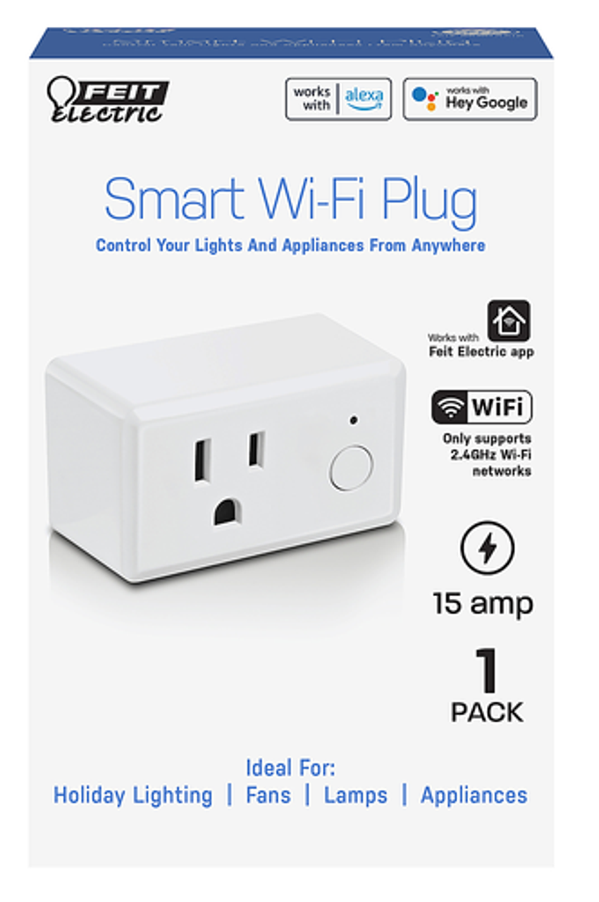 FEIT ELECTRIC - Indoor Smart Wi-Fi Single Outlet Wall Plug - White