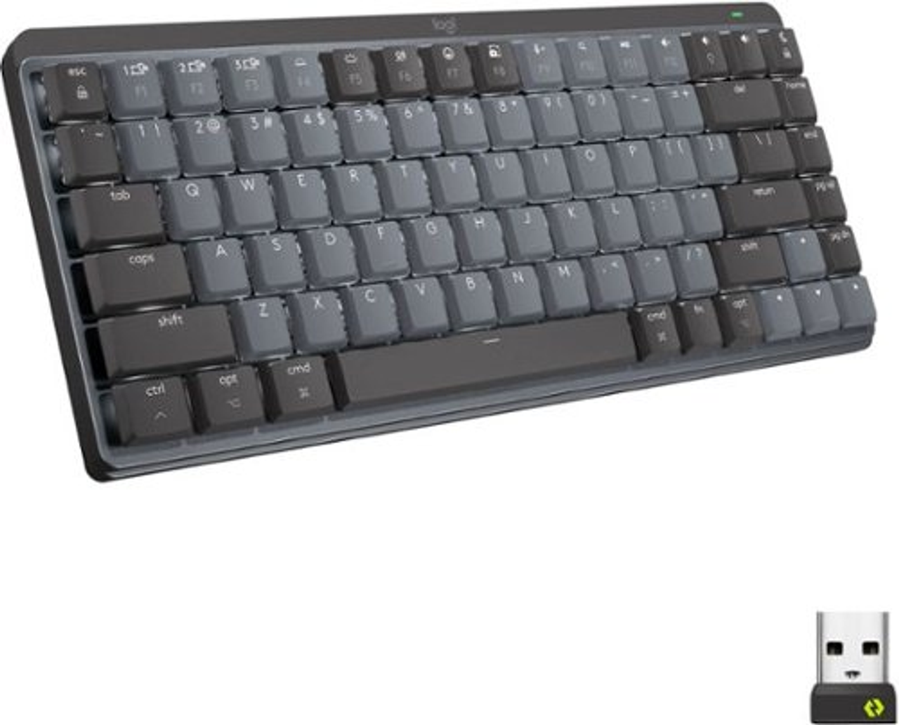 Logitech - MX Mechanical Mini Compact Wireless Mechanical Tactile Switch Keyboard for Windows/macOS with Backlit Keys - Graphite