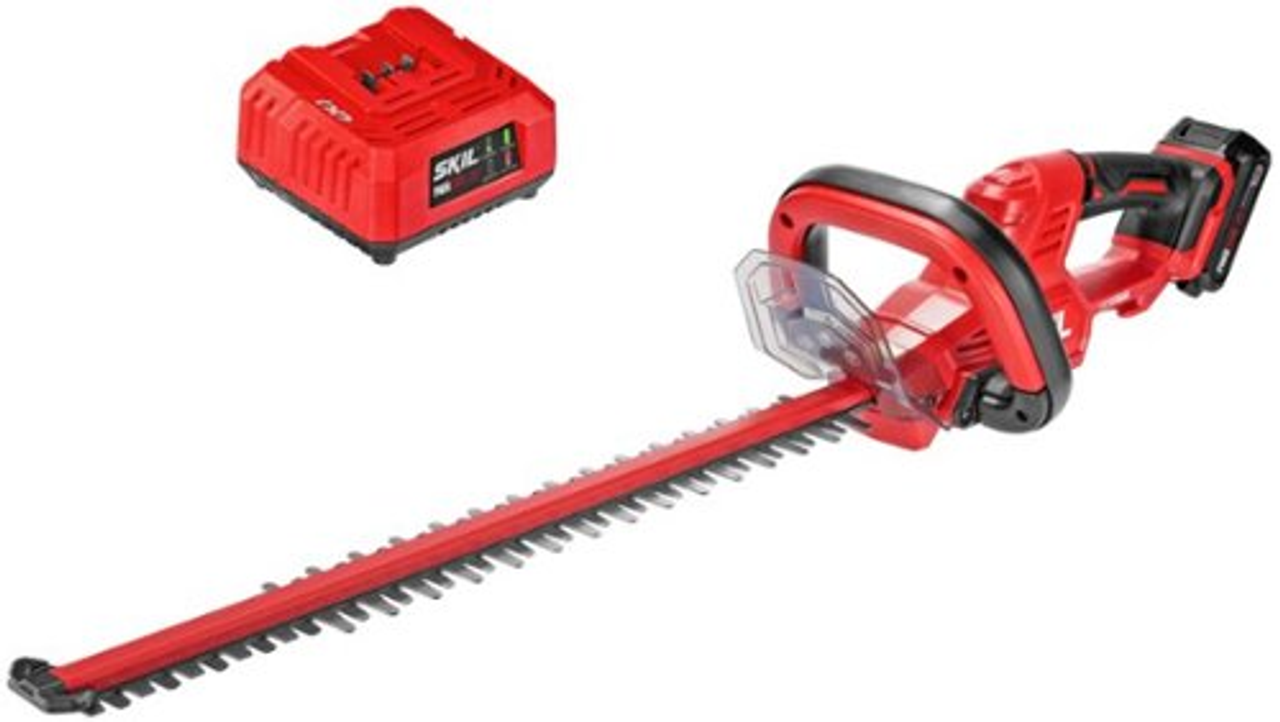 Skil - PWR CORE 20™ 22-In. Hedge Trimmer with Battery and Charger - Red/black