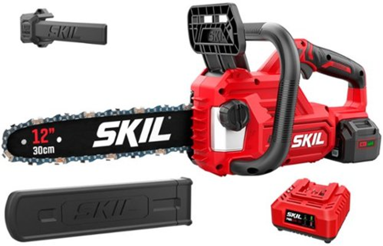 Skil - PWR CORE 20™ Brushless 20V 12-In Chain Saw with 4.0Ah Battery and Charger - Red/black