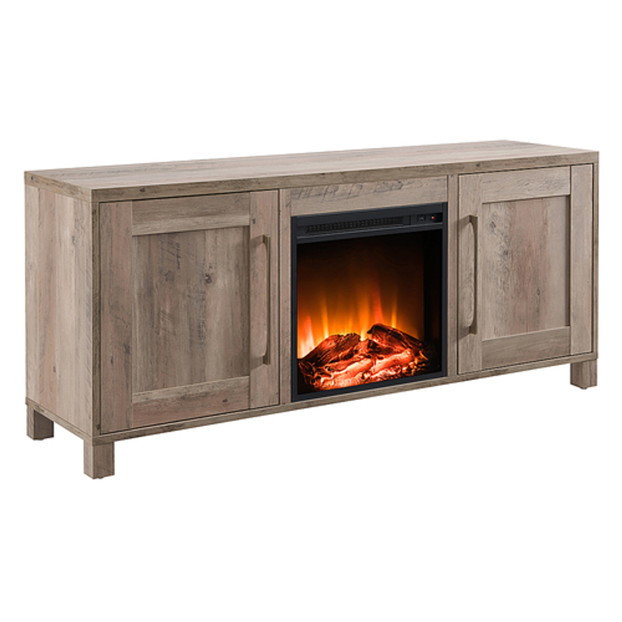 Camden&Wells - Chabot Log Fireplace TV Stand for TVs up to 65" - Gray Oak