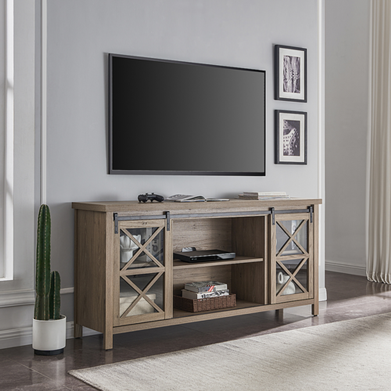 Camden&Wells - Clementine TV Stand for TVs up to 80" - Antiqued Gray Oak