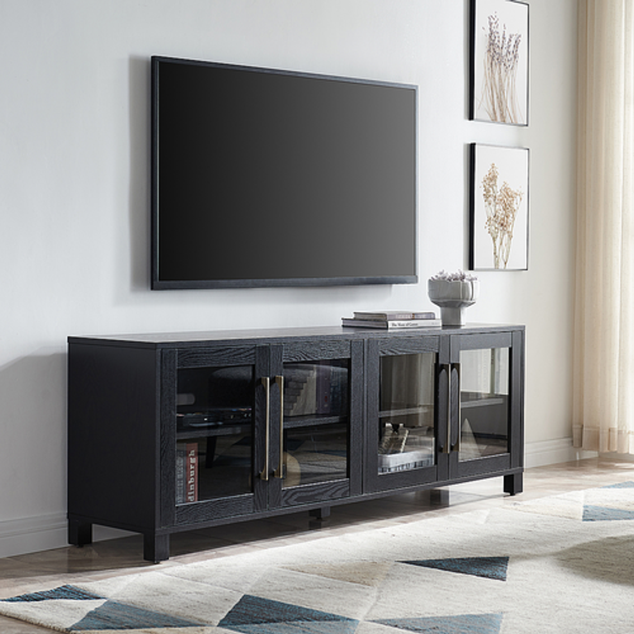 Camden&Wells - Quincy TV Stand for TVs up to 80" - Black Grain