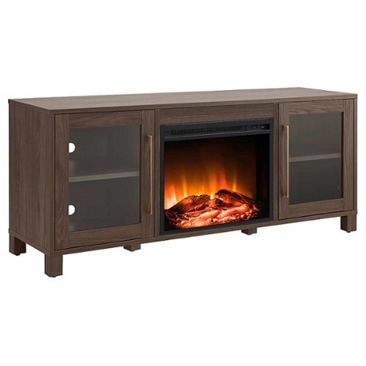 Camden&Wells - Quincy Crystal Fireplace TV Stand for TVs up to 65" - Alder Brown