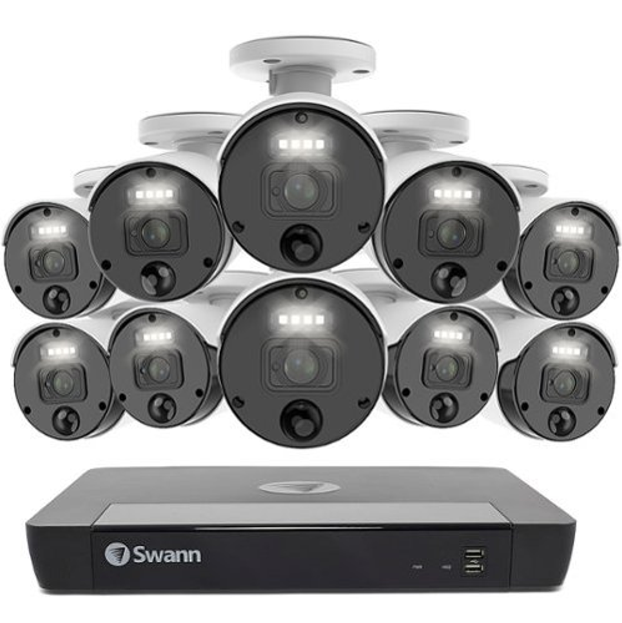 Swann Master Series 4K, 16-Channel, 10-Camera, Indoor/Outdoor PoE Wired 4K UHD 2TB HDD NVR Security Surveillance System