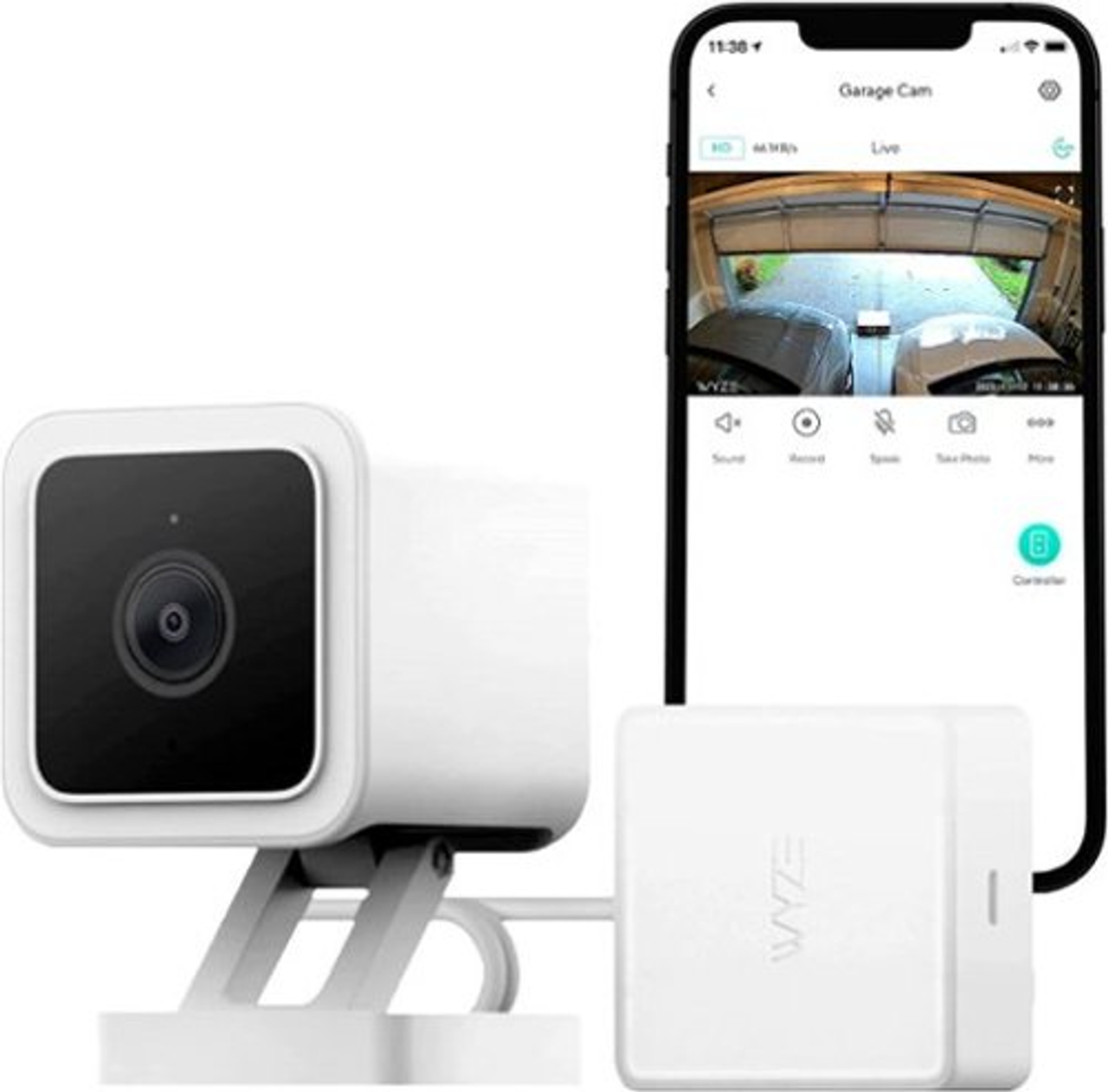 Wyze Smart Garage Door Opener w/Built-in 1080p HD Video - White