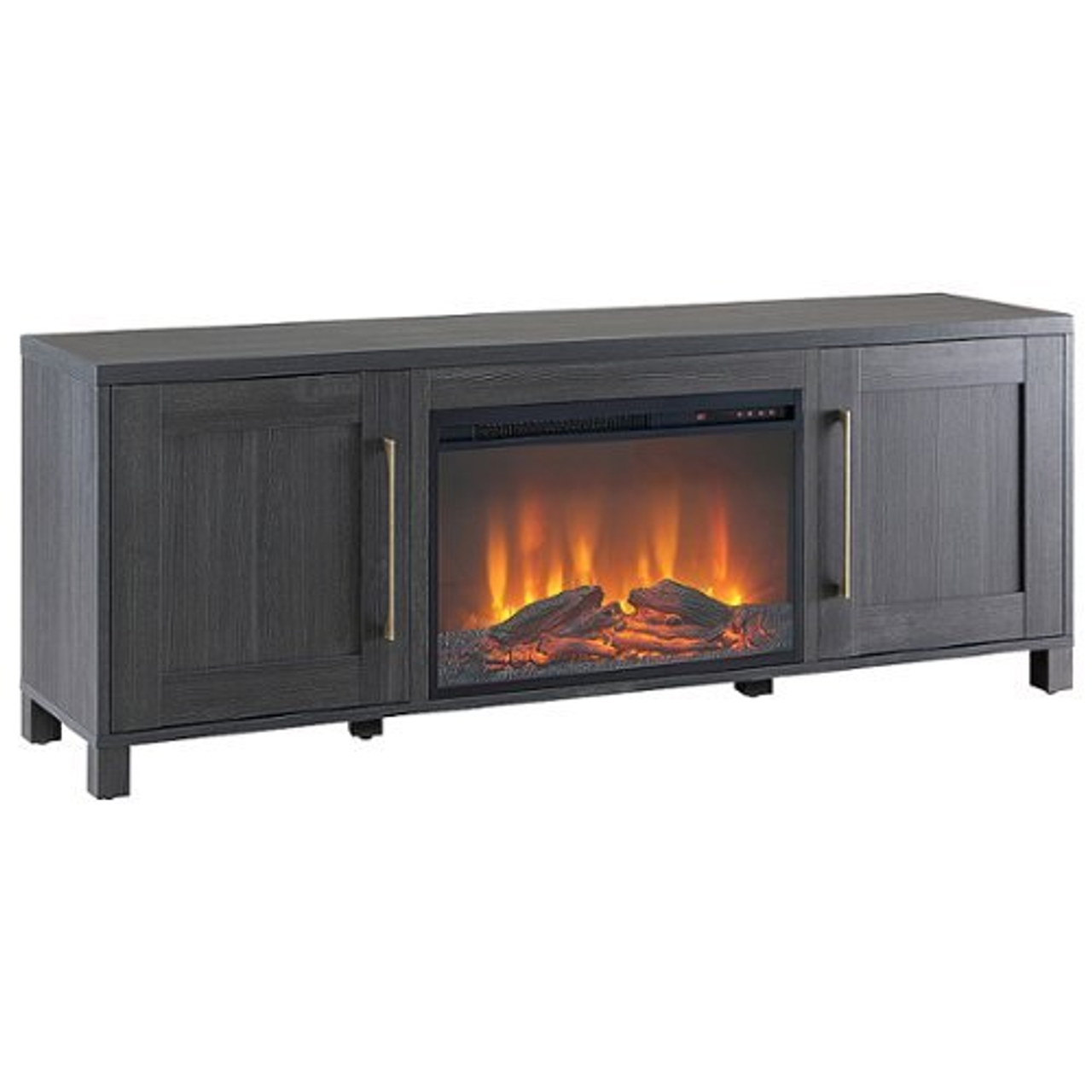 Camden&Wells - Chabot Log Fireplace TV Stand for TVs up to 80" - Charcoal Gray