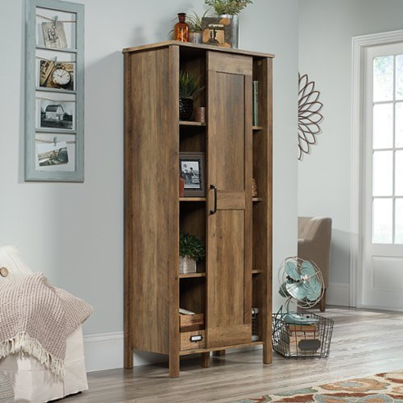 Sauder - Pine Sliding 2-Door Storage Cabinet
