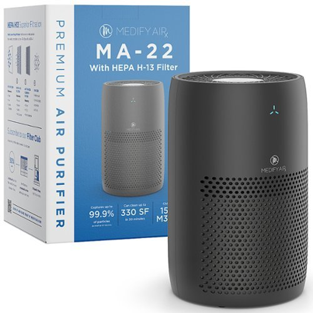 Medify Air - Medify MA-22 Air Purifier with H13 True HEPA Filter | 330 sq ft Coverage | 99.9% Removal to 0.1 Microns | Black, 1-Pack - Black