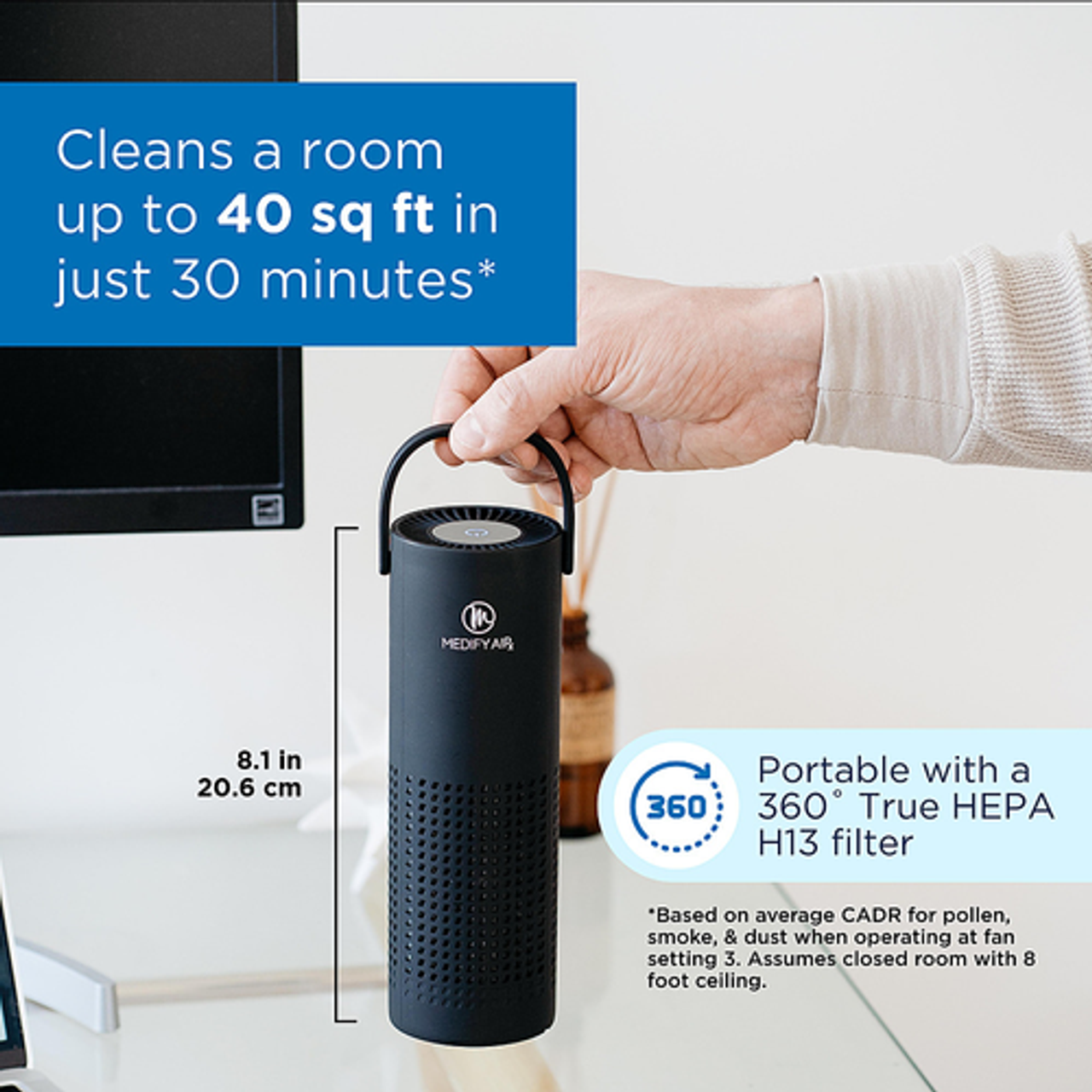 Medify Air - Medify MA-10 Portable Air Purifier with True HEPA H13 Filter | 40 sq ft Coverage | Black, 1-Pack - Black