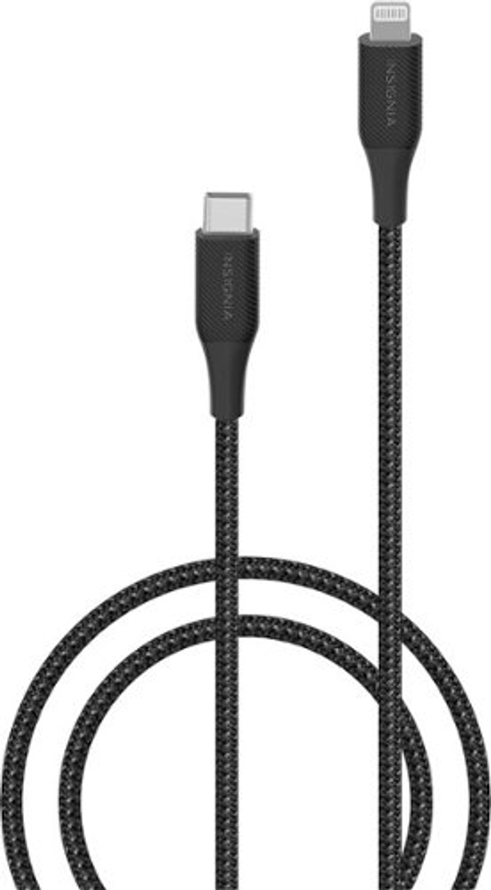 Insignia™ - 4' Lightning to USB-C Charge-and-Sync Cable - Black